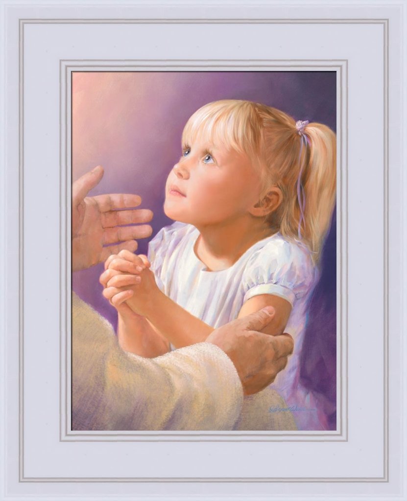 A Child's Prayer - 12x14 framed strata design white frame